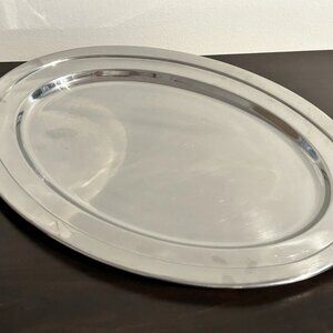 Stainless Steel Oval Serving Tray Restaurant Grade 19.5 X 14.5